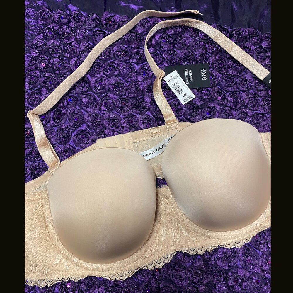 Torrid Strapless Multi-Way Lace Bra - Nude/Beige Support Underwire - NWT